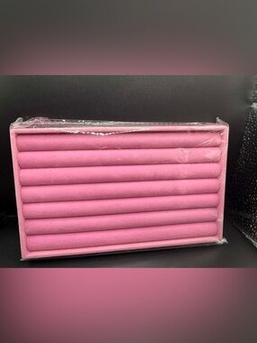 Pink Velvet Jewelry Roll Organizer ring holder.  New in packaging